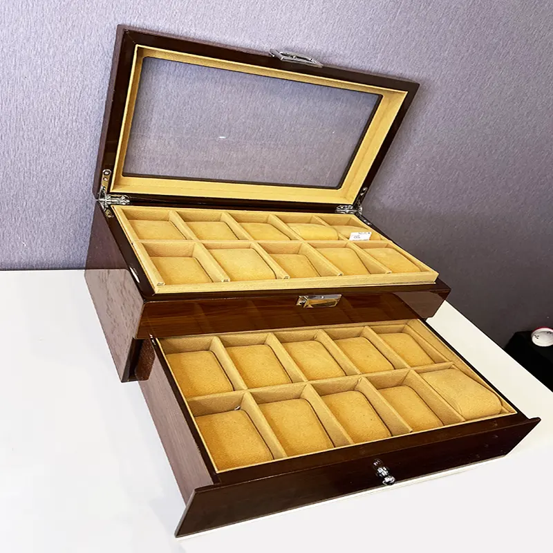 20 Slots Watch Organizer Double Layer Wooden Box And Gift Case